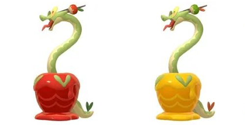 A regular Hydrapple compared to a Shiny Hydrapple in Pokemon Scarlet and Violet