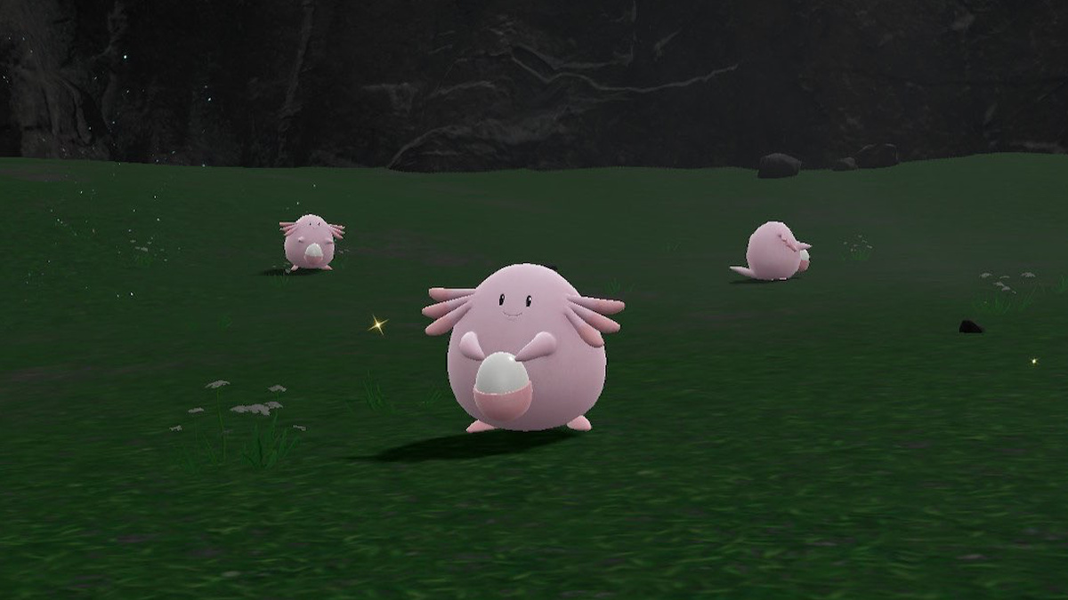A Pokemon Scarlet and Violet screenshot of a group of Chansey.