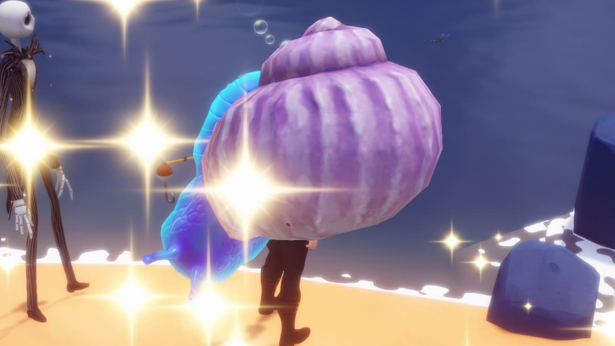Disney Dreamlight Valley screenshot of a player character having caught a sea snail