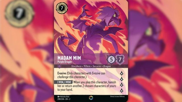 Image of the Disney Lorcana Rise of the Floodborn Madam Mim Alternate Art card.