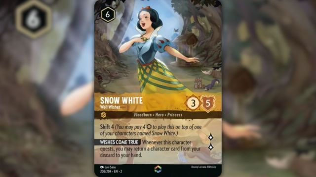 Image of the Disney Lorcana Rise of the Floodborn Snow White Well Wisher Alternate Art card.