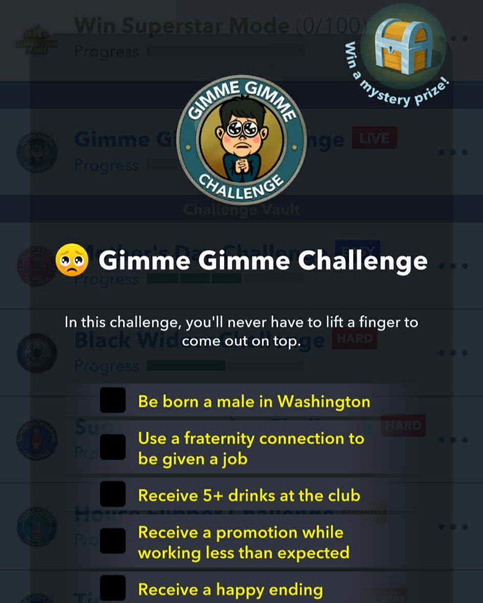 Dame dame información del desafío en bitlife