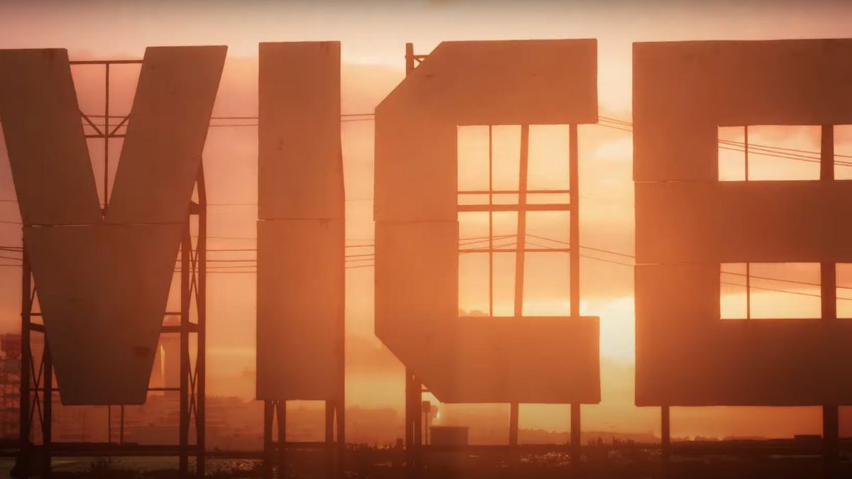 Screenshot of the VICE sign in GTA 6 trailer 1.