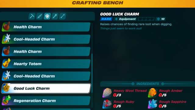 LEGO Fortnite good luck charm recipe