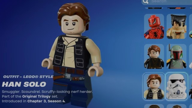 Screenshot of Han Solo Lego skin.