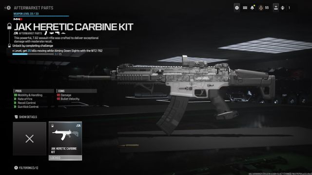 MW3 Jak Heretic Carbine stats