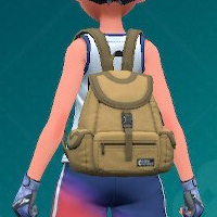 Pokemon Scarlet and Violet screenshot of a brown triangle backpack.