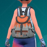 Pokemon Scarlet and Violet screenshot of a Talonflame themed triangle backpack.