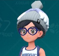 Pokemon Scarlet and Violet screenshot of a light gray houndstone beanie.