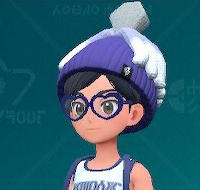 Pokemon Scarlet and Violet screenshot of a navy houndstone beanie.