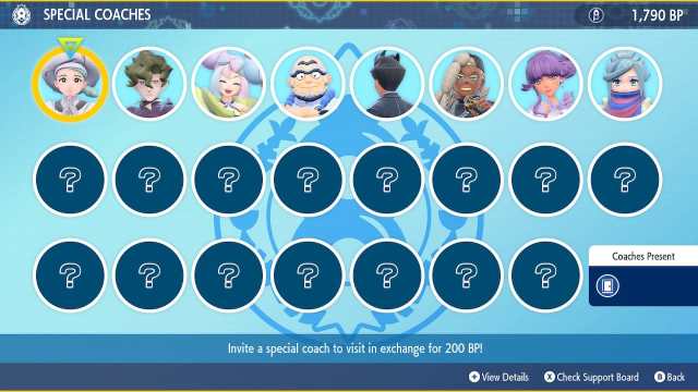 Pokemon Scarlet and Violet Indigo Disk screenshot of the Special Coaches invitation screen.