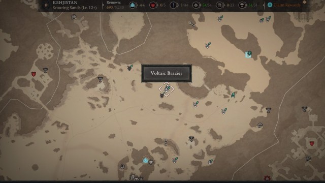 Voltaic Brazier on the map Diablo 4