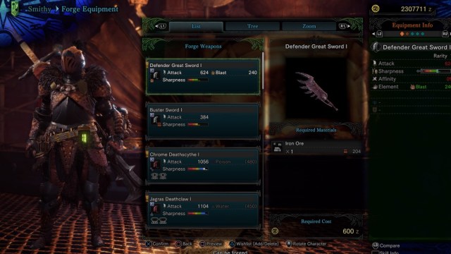 Defender Great Sword Craft MHW