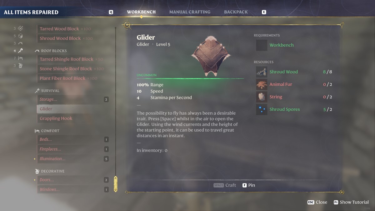 How to Craft the Glider in Enshrouded Prima Games