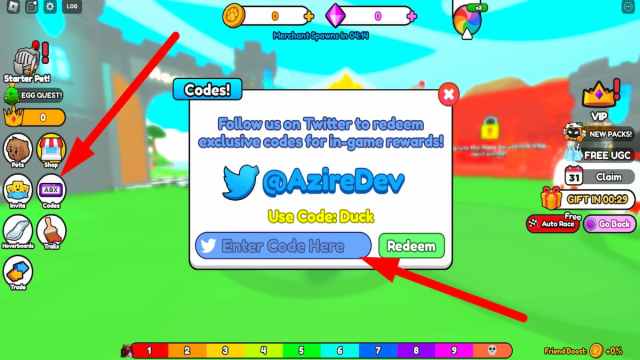 How to redeem codes in Pet Racer Simulator