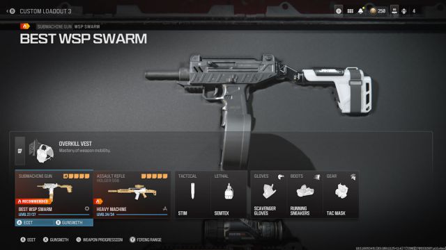 MW3 WSP Swarm class loadout