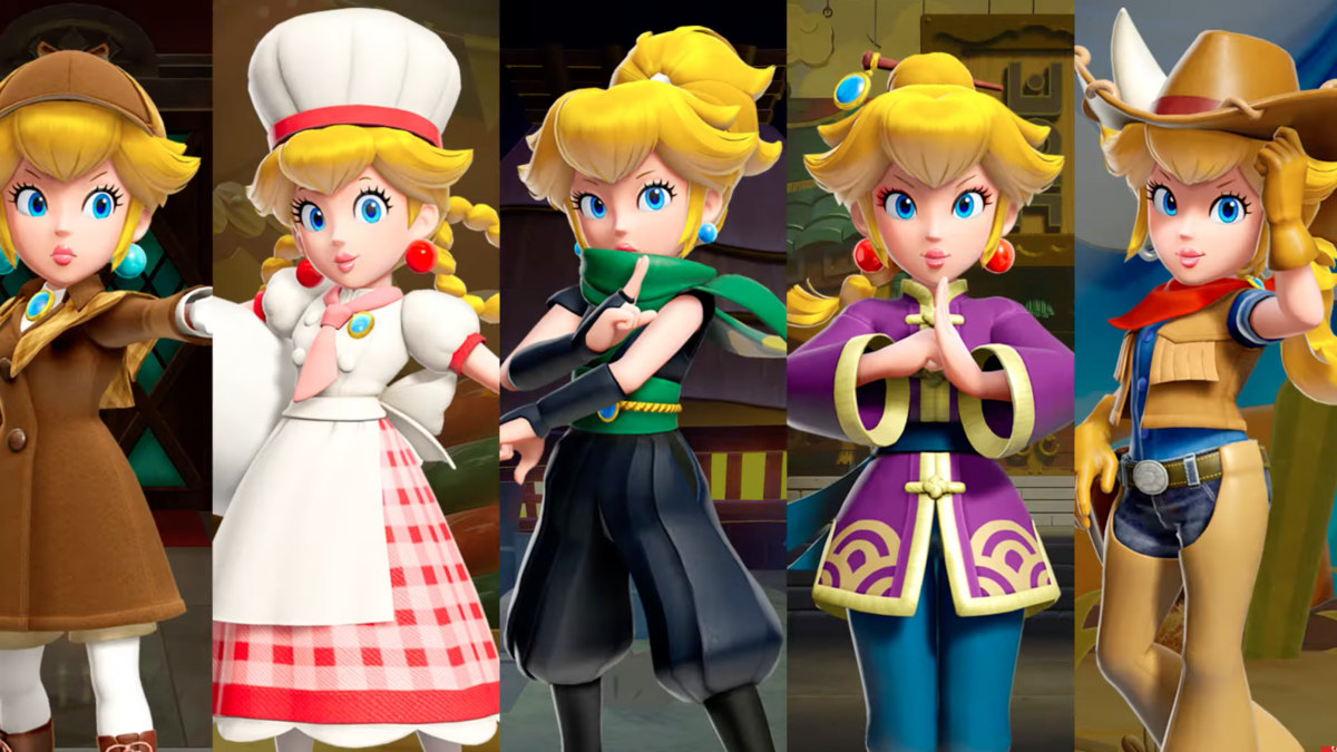 Image of different transformations in Super Princess Peach.