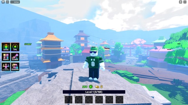 Roblox character posing on the plateau in Anime Last Stand