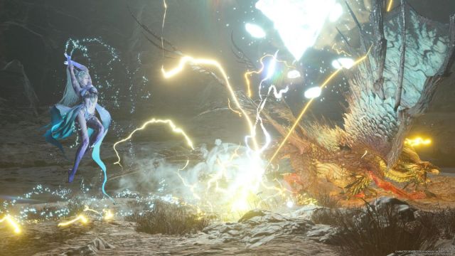 Screenshot of Shiva fighting Quetzalcoatl in Final Fantasy 7 Rebirth.