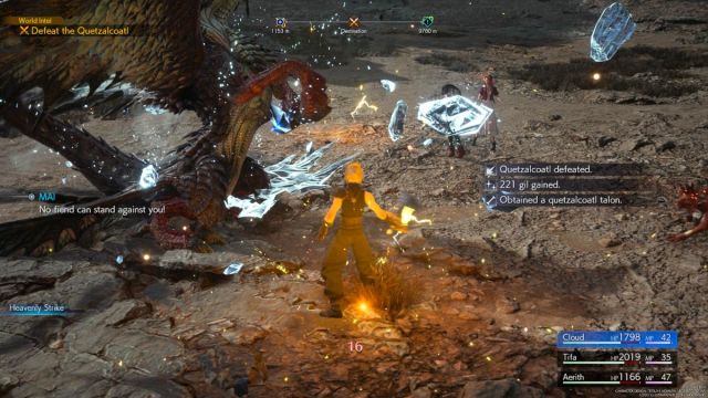 Screenshot of dropping the Quetzalcoatl Talon in Final Fantasy 7 Rebirth.