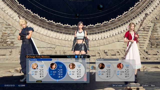 Screenshot of the Edit Party menu in Final Fantasy 7 Rebirth.