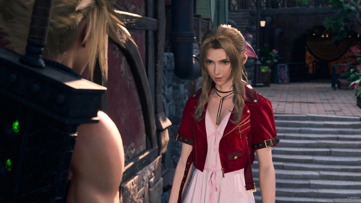 Screenshot of Aerith and Cloud in Final Fantasy 7 Rebirth.