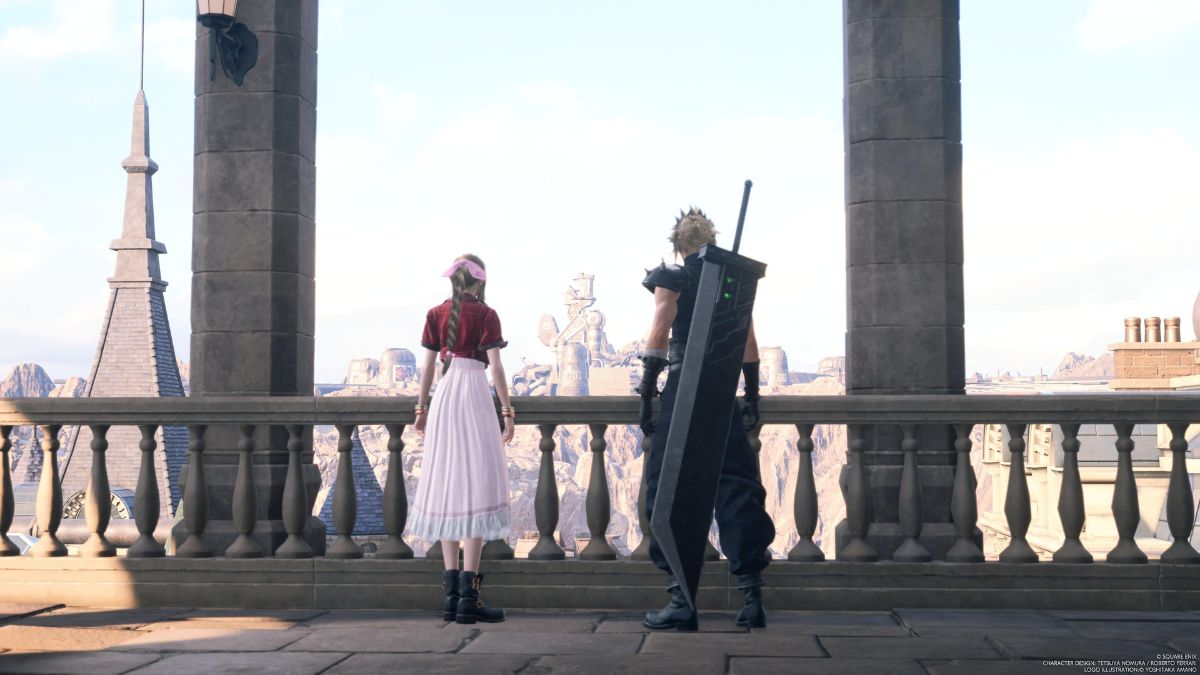 Screenshot of Cloud and Aerith in Final Fantasy 7 Rebirth