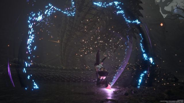 Screenshot of Tifa in combat in Final Fantasy 7 Rebirth.