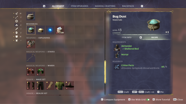 Bug Dust recipe in Enshrouded