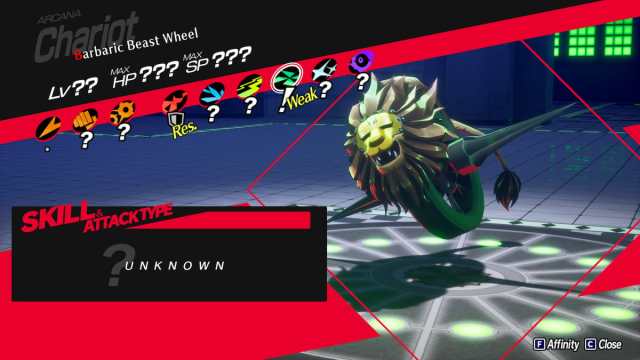 Persona 3 Reload Barbaric Beast Wheel affinities and weakness