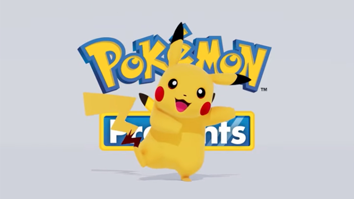 An image of Pikachu posing in front of the Pokemon Presents logo.