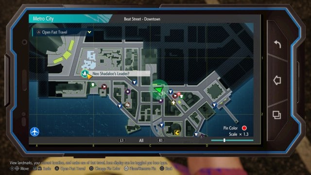 A Street Fighter 6 screenshot of the map with the Neo Shadaloo's Leader side quest highlighted.