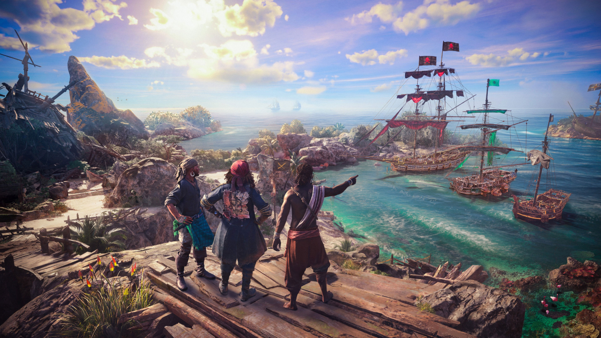 Three Pirates Looking at the Bay in Skull and Bones
