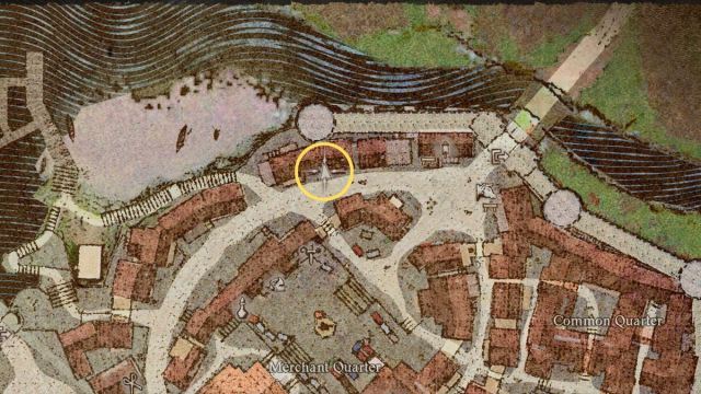 Screenshot of the map location of the ladder near The Guardhouse in Vernworth in Dragon's Dogma 2.