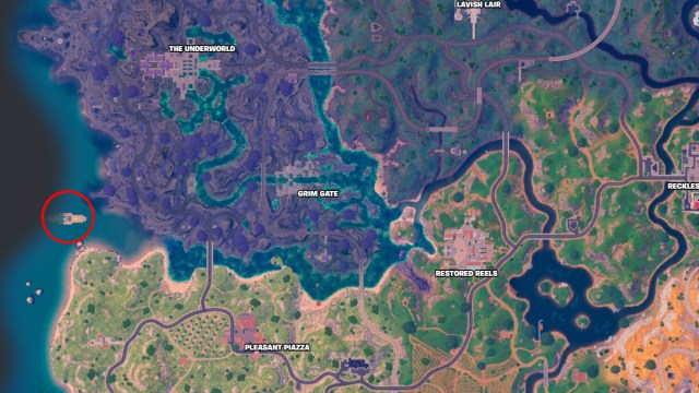 Screenshot of Midas location on the map in Fortnite Chapter 5 Season 2.