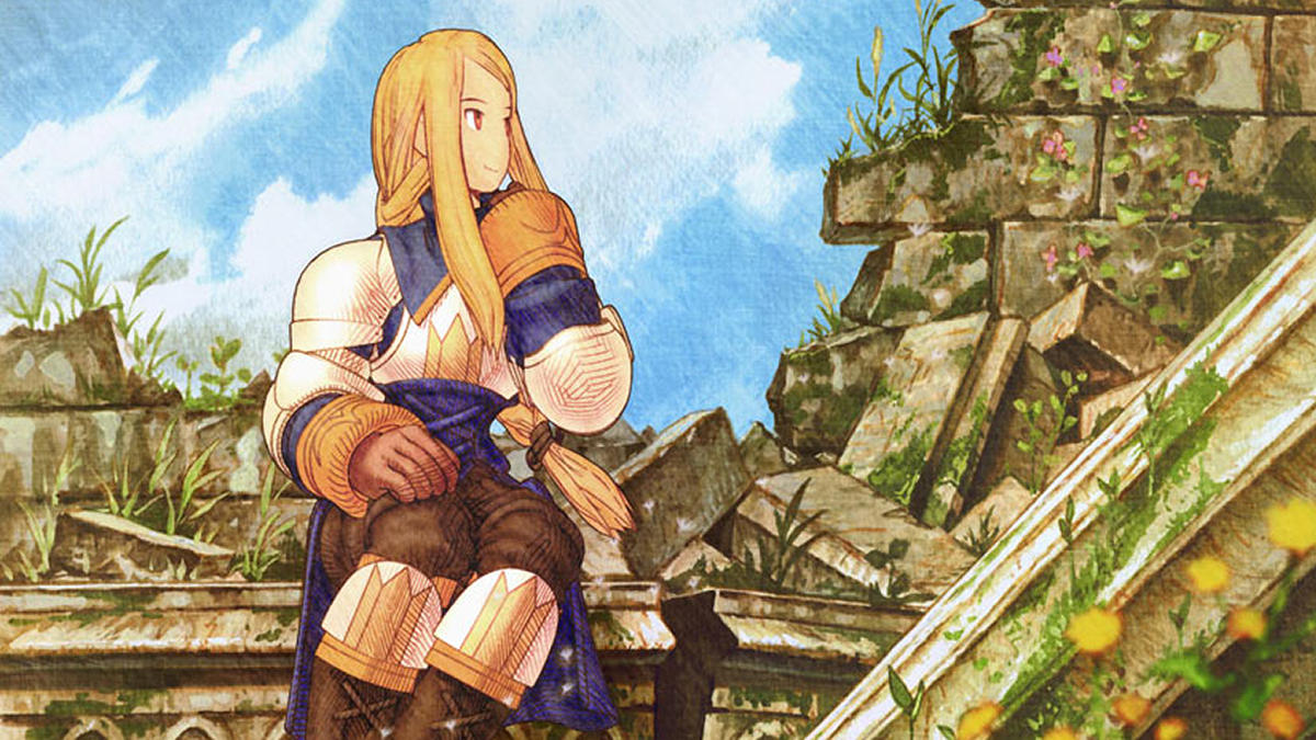 An official illustration of Agrias from Final Fantasy Tactics.