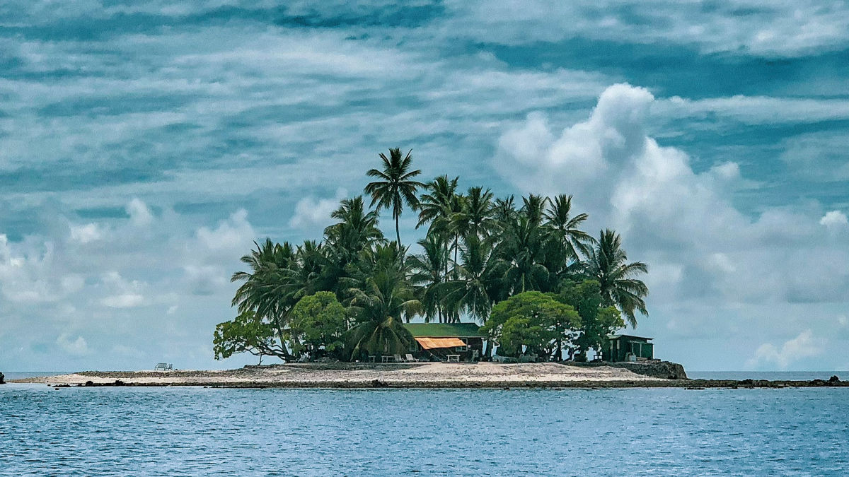 A photograph of an island.