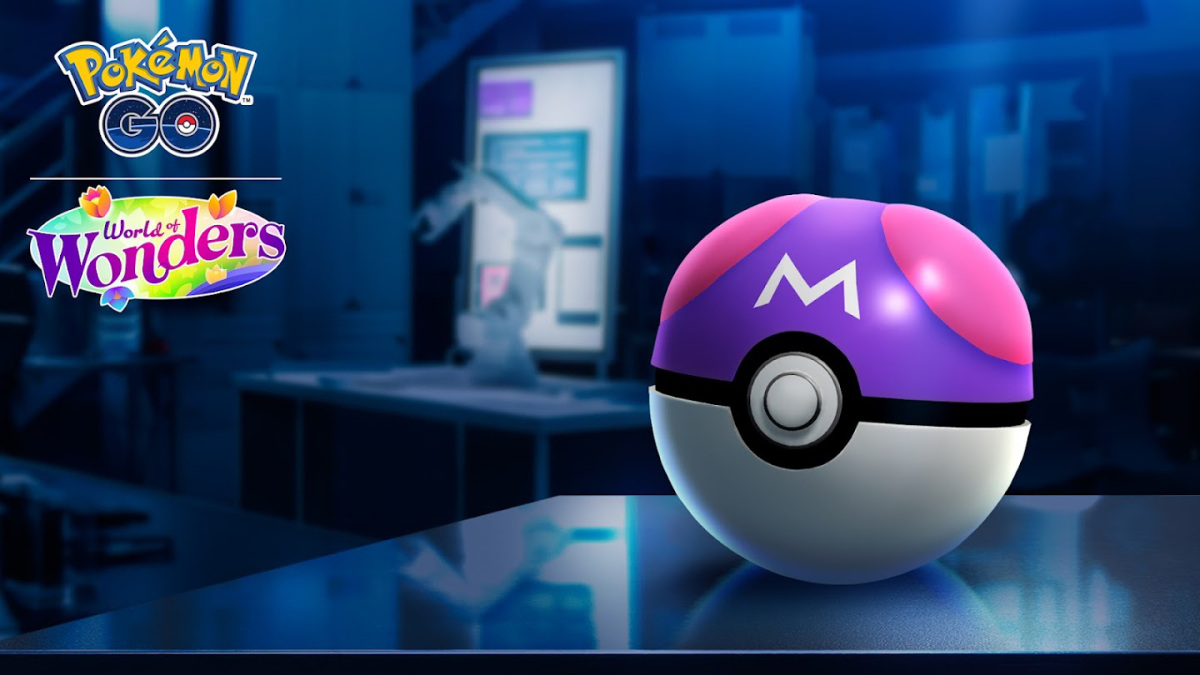 An image of a Master Ball on a shiny desk surface.