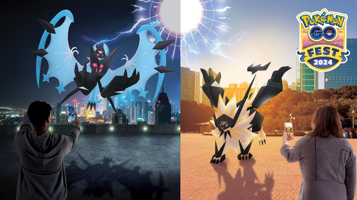 An image of Dawn Wings Necrozma and Dusk Mane Necrozma in Pokemon GO.