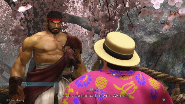 A Street Fighter 6 screenshot of the player speaking to Ryu as part of Akuma's quest.