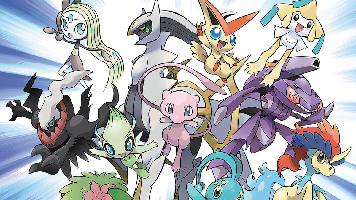An illustration of various Mythical Pokemon together.