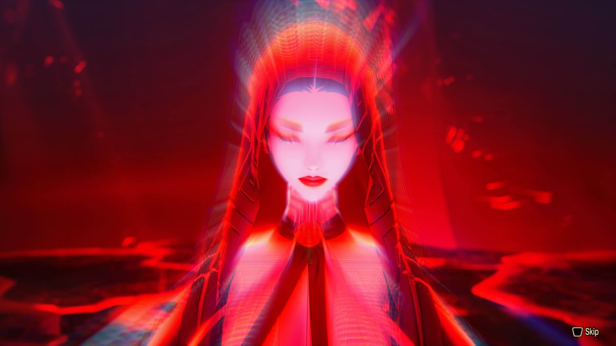 A Shin Megami Tensei V: Vengeance screenshot of Sophia before a demon fusion accident.