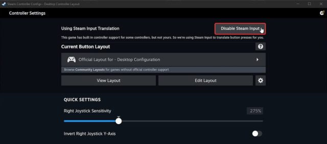 Disable Steam Input for Desktop