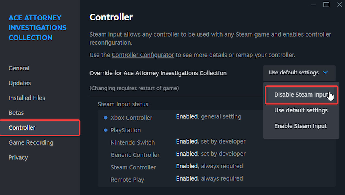 Cómo habilitar las indicaciones de PlayStation en la colección de Investigaciones de Ace Attorney