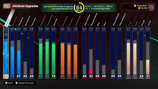 NBA 2K25 Attribute PG Build