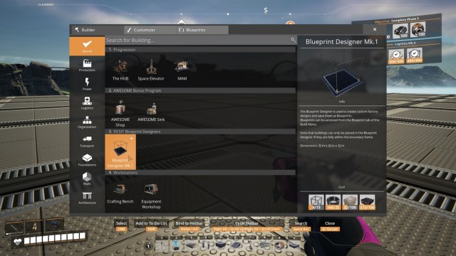 Blueprint Designer Mk.1 Satisfactory