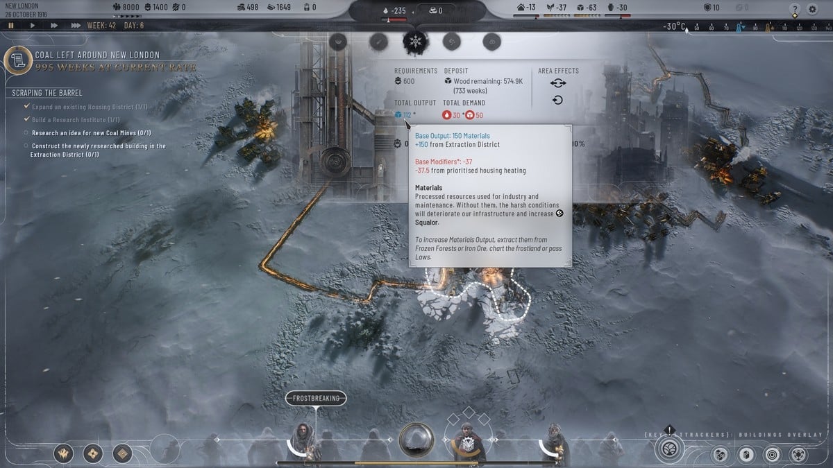 Dónde conseguir materiales en Frostpunk 2