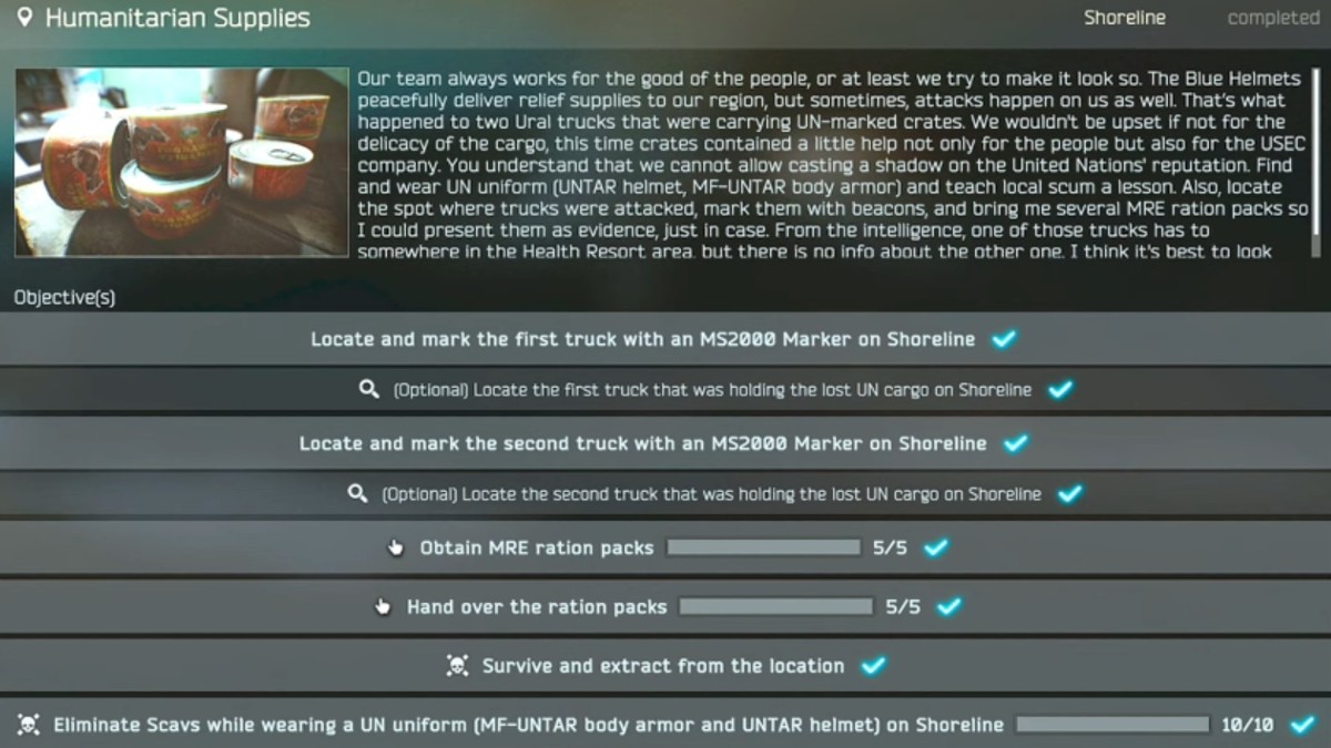 How to Complete Humanitarian Supplies Quest in Escape from Tarkov