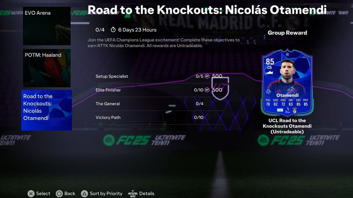 Cómo completar el desafío RTTK Nicolás Otamendi en EA FC 25