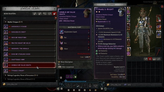 Crafting a Shroud of False Death in Diablo 4